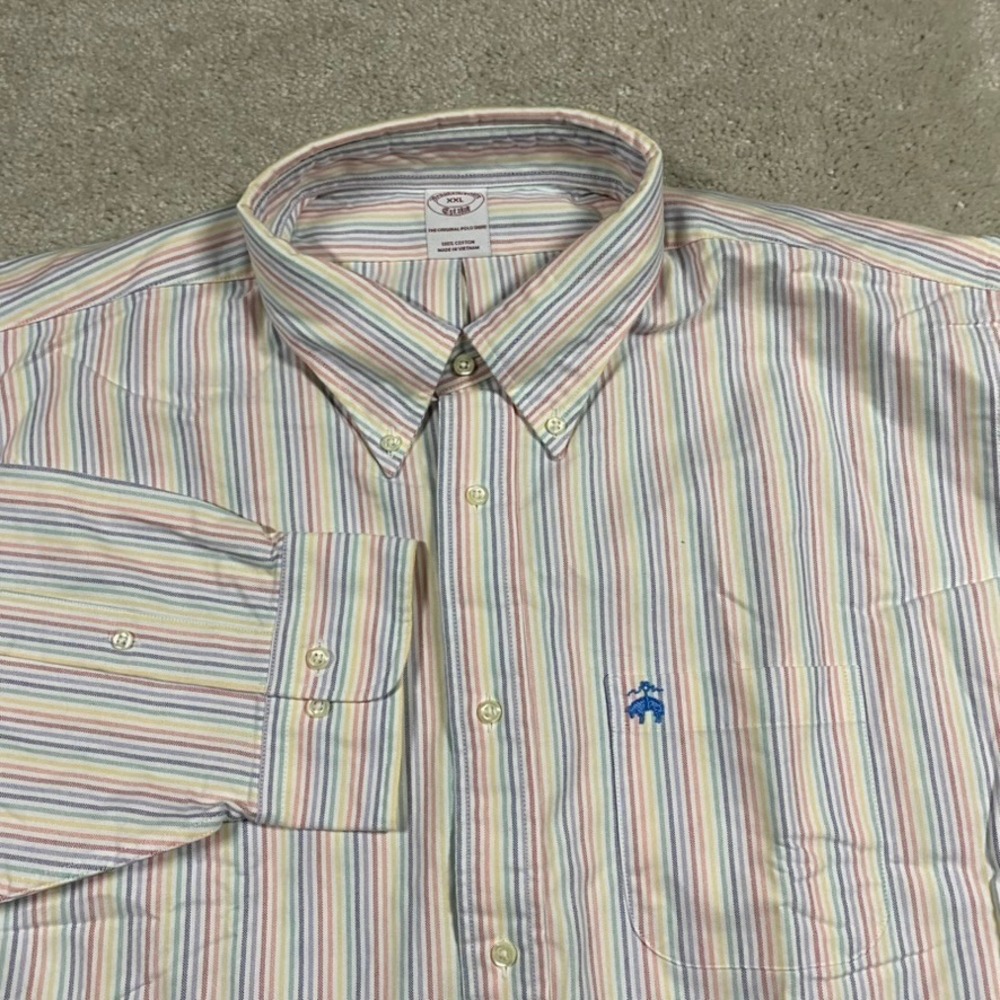 Brooks Brothers Oxford Shirt Mens XXL NWT Multi Color Pastel Stripe Cotton Prep